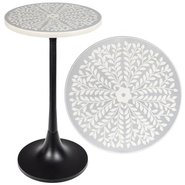 Nysha 25" Modern Bohemian Metal/Resin Inlay Top End Table